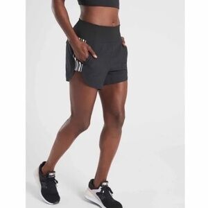 Athleta Black Ascender Activewear Side Stripe Shorts